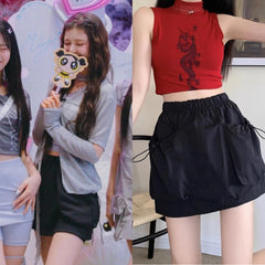 Danielle Noir Big-Pocket Mini Skirt