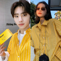 Sunghoon Lemon Striped Oversized Shirt